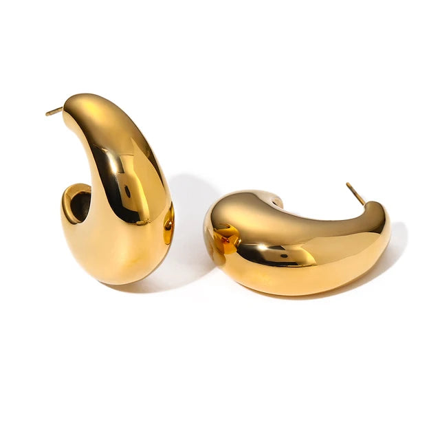 18k gold stainless steel/irregular design, unique C-shaped earrings, ins minimalist earrings